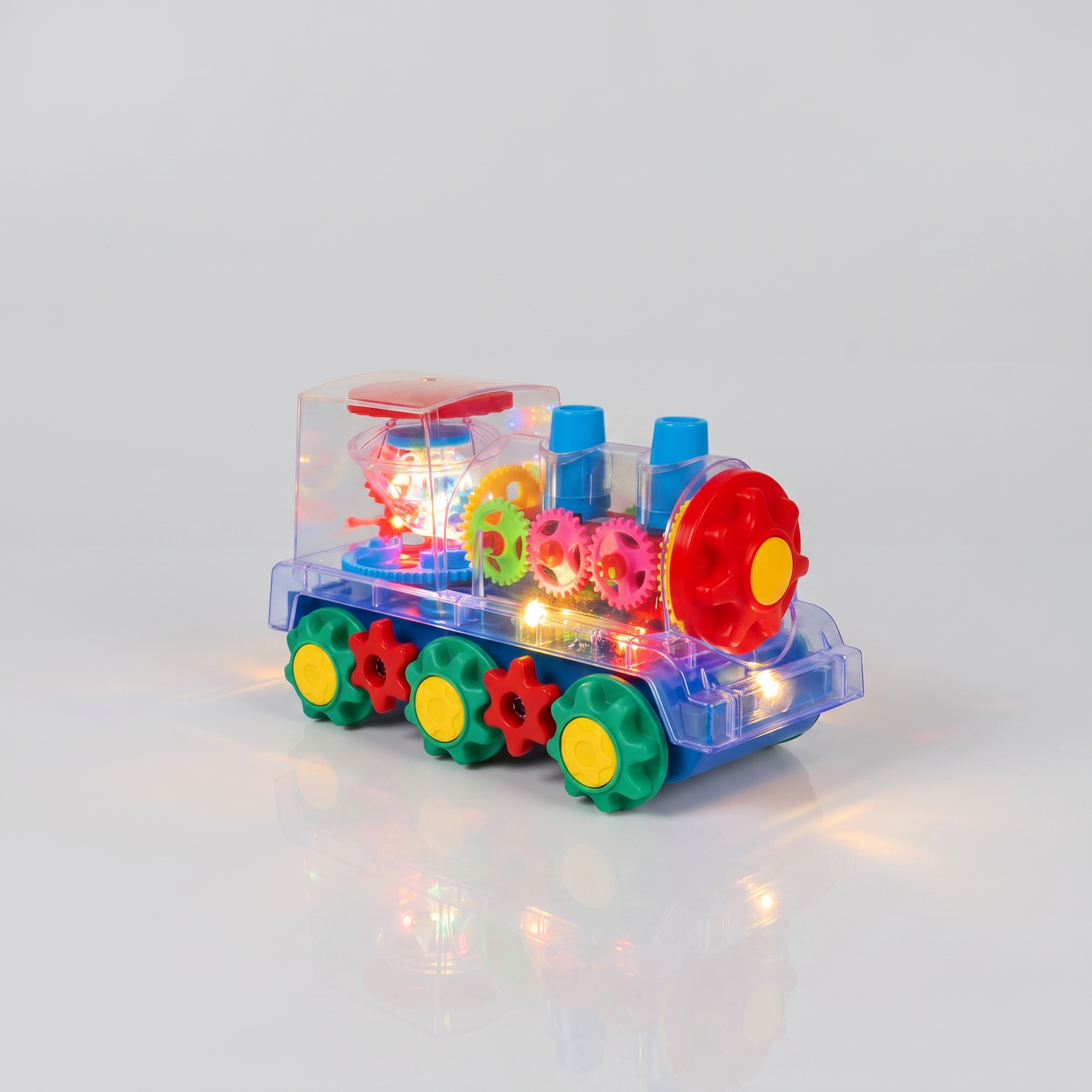 Light-up musical toy train angled