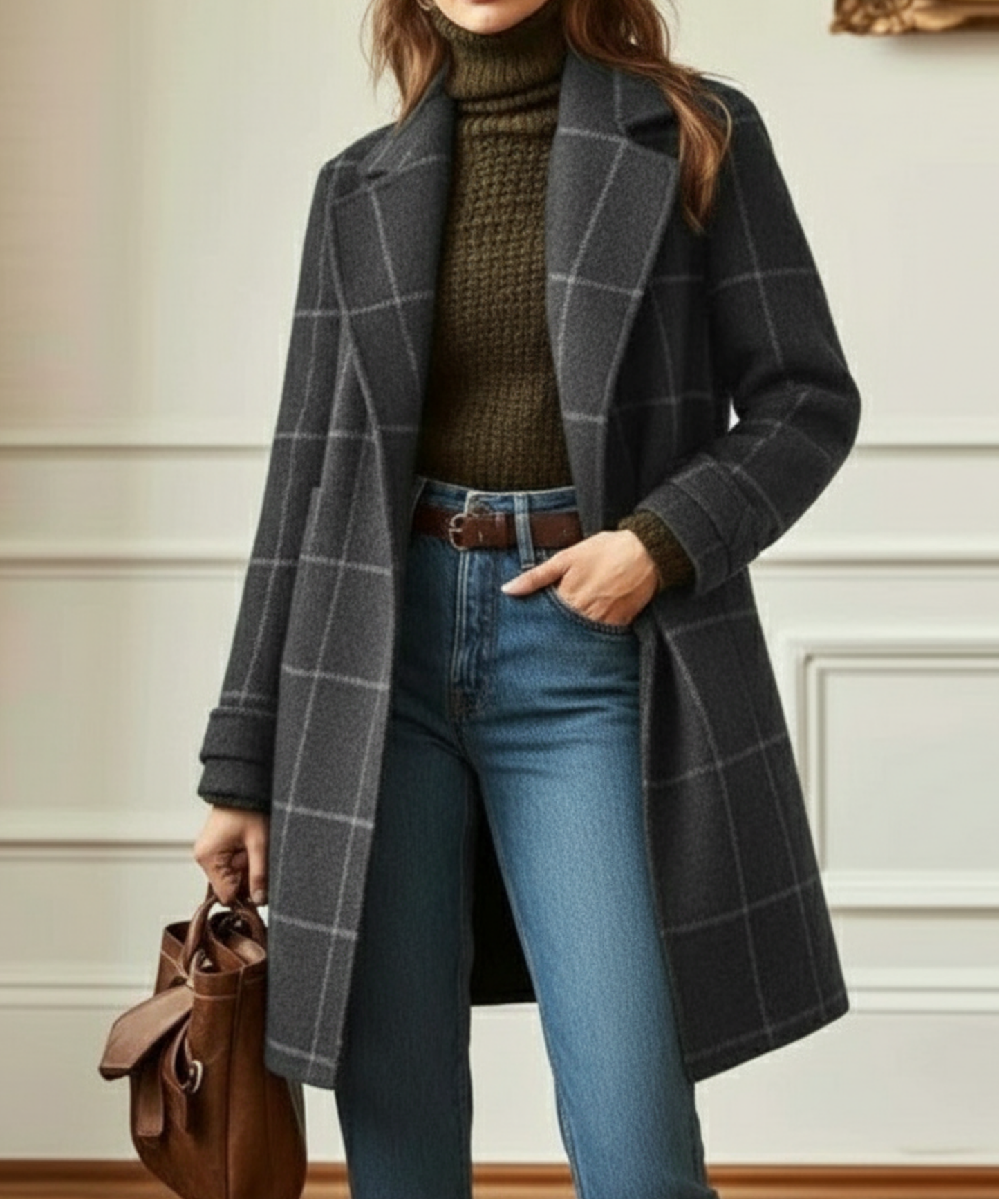 Jennifer Wool Check Coat - Image 3