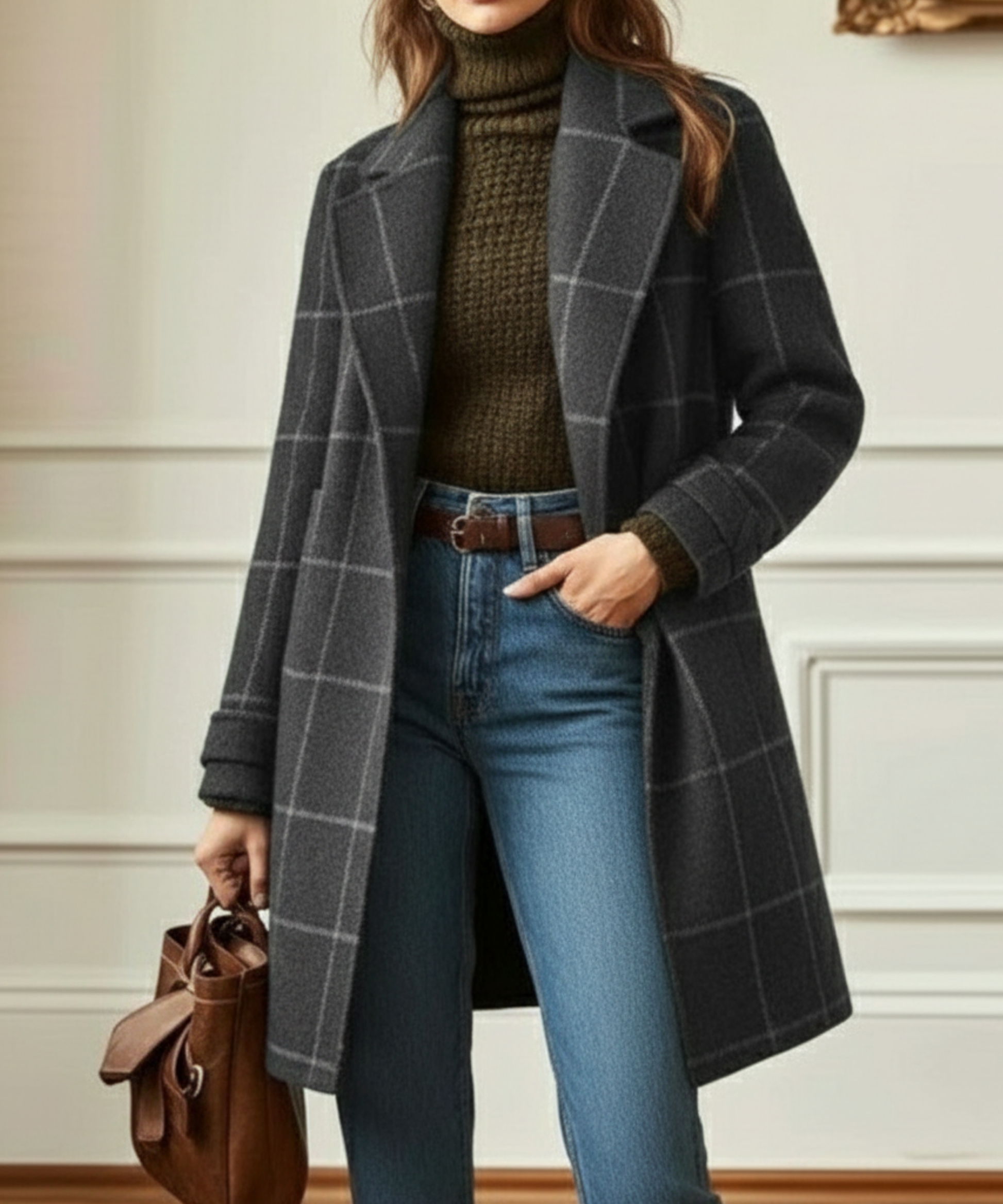 Jennifer Wool Check Coat - Image 3