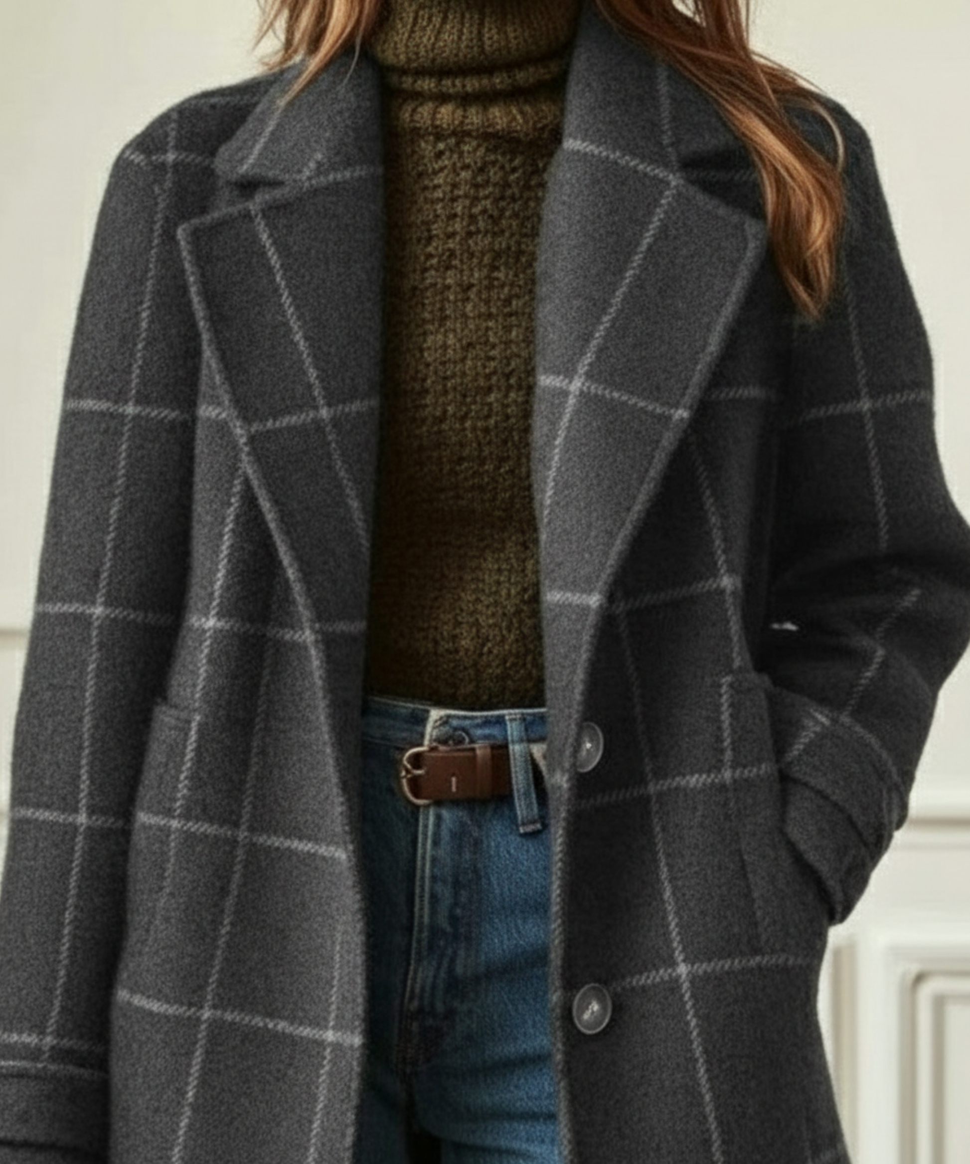 Jennifer Wool Check Coat - Image 5