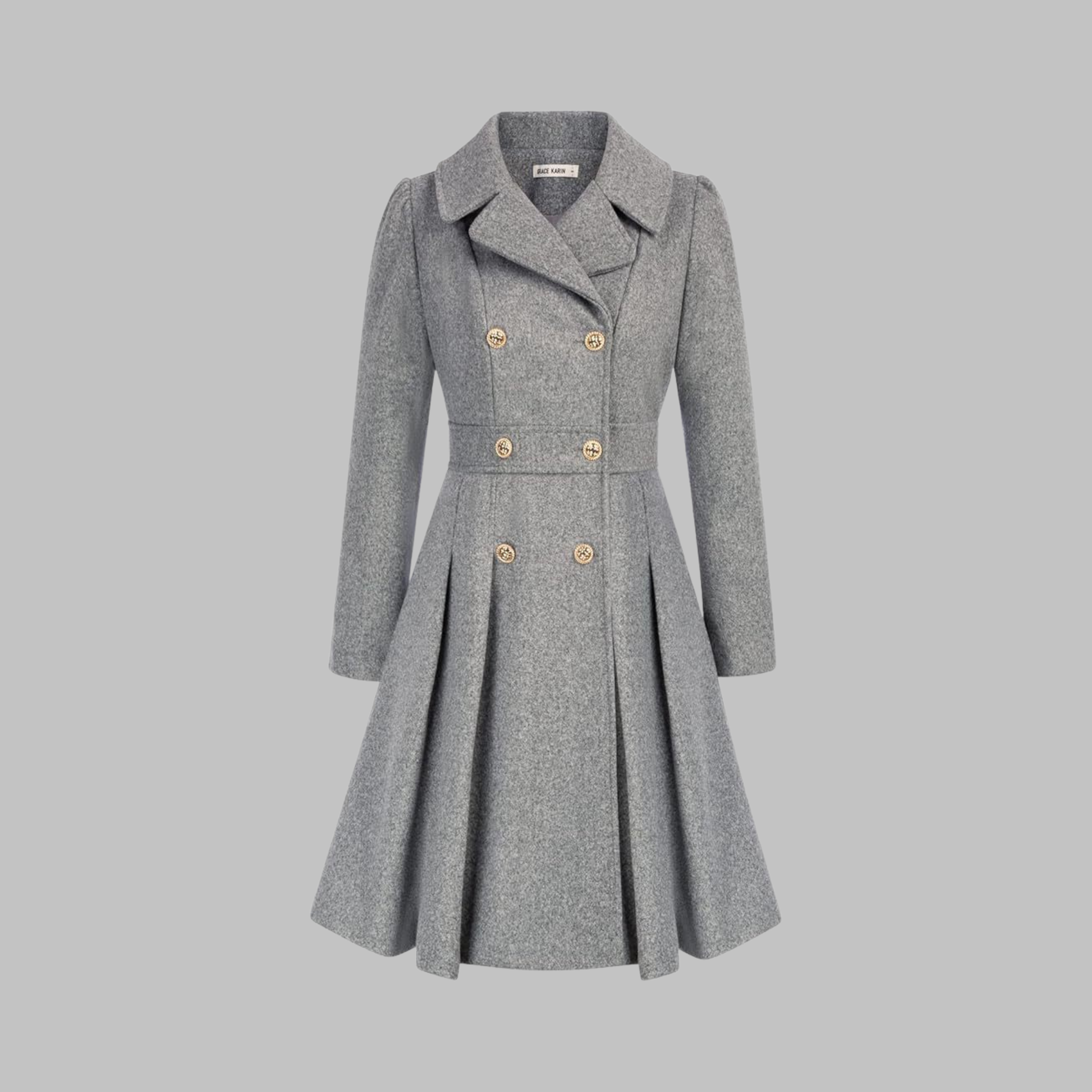 Dami - Classy Double Button Long Sleeve Coat - Image 5