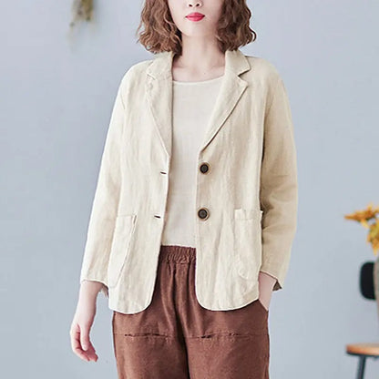 Women's Linen Blazer Lightweight Tailored Pockets - Image 4