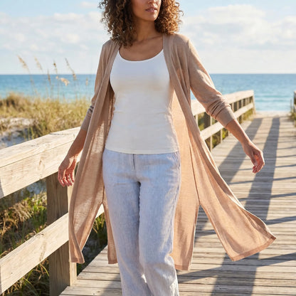 Flowing casual cardigan - Sandy - Image 1