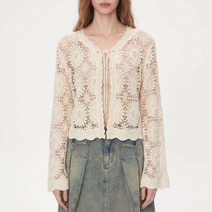 Floral Knit Cardigan - Lilac - Image 2