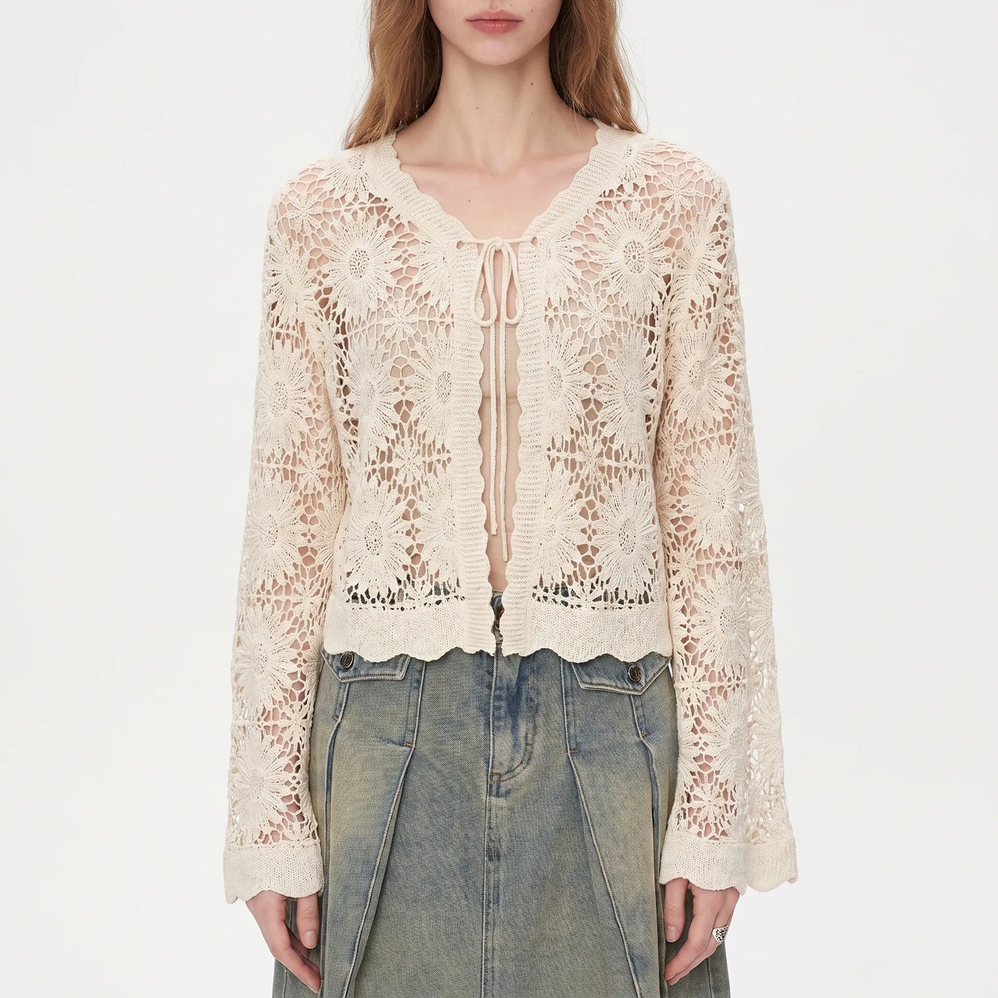 Floral Knit Cardigan - Lilac - Image 4