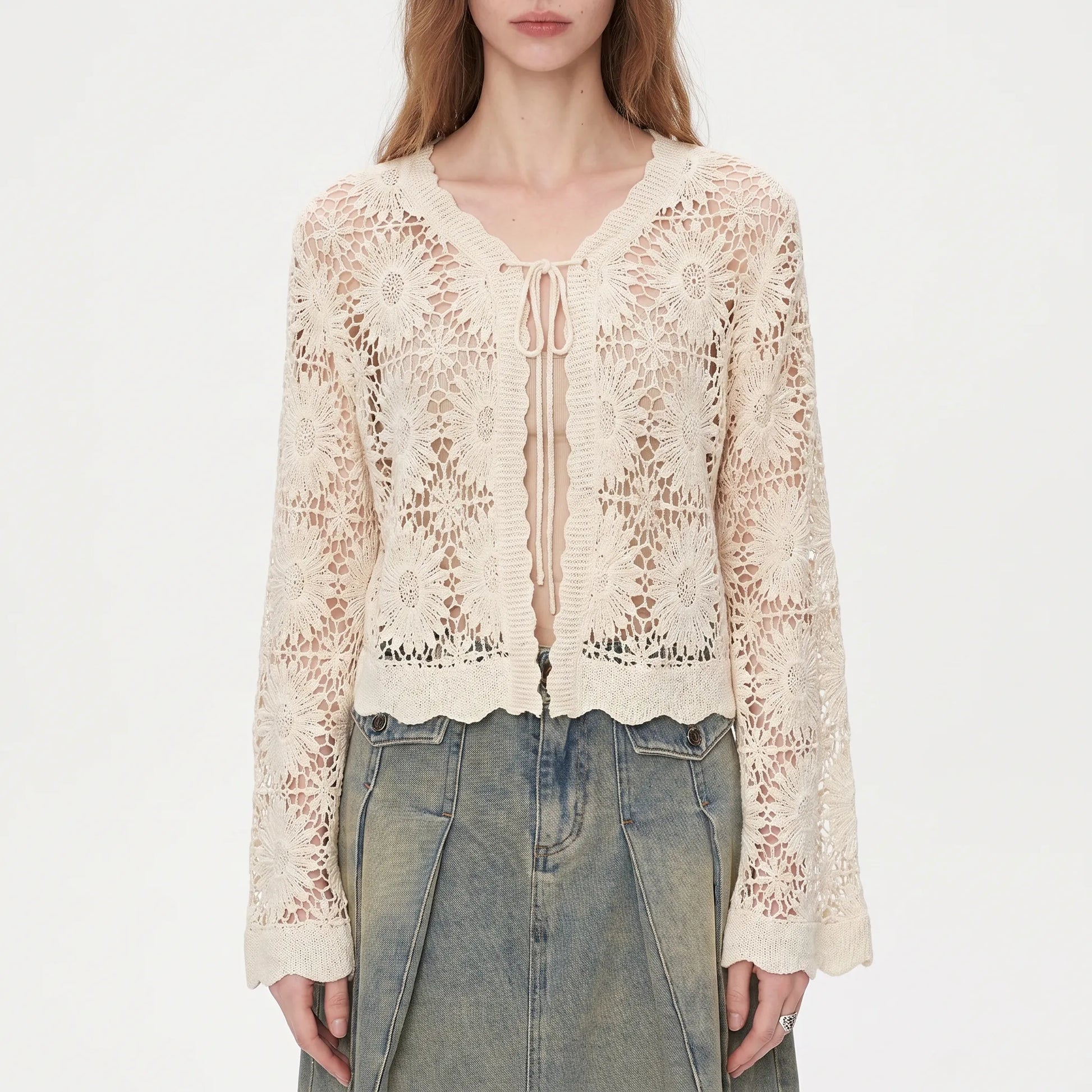 Floral Knit Cardigan - Lilac - Image 4