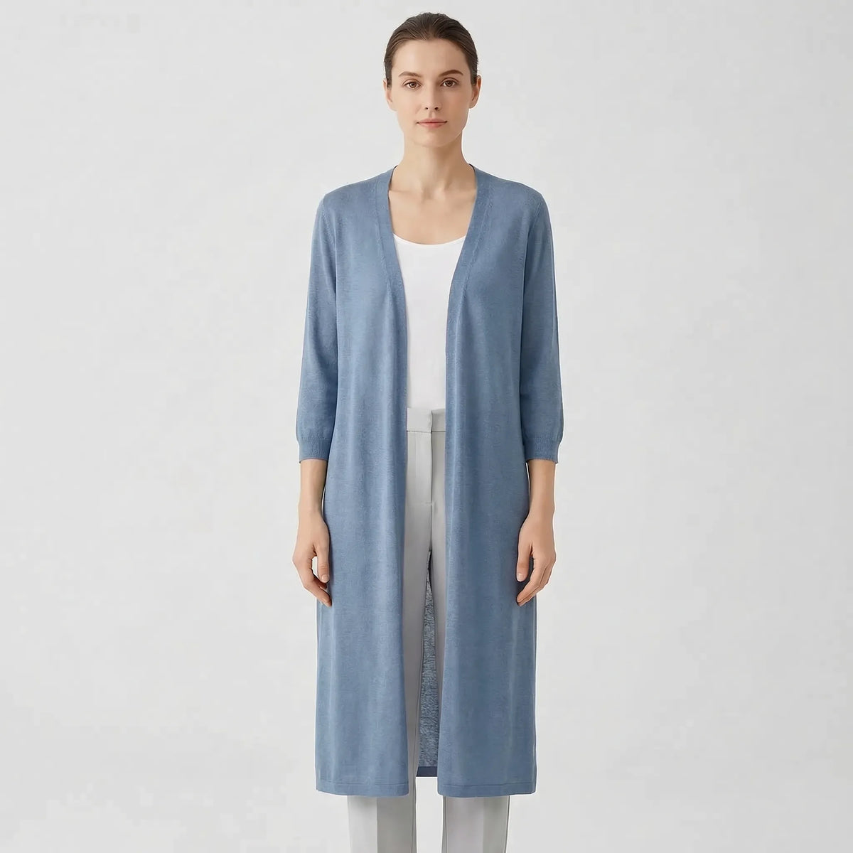 Lightweight Long Open-Front Cardigan - Cora - Image 2