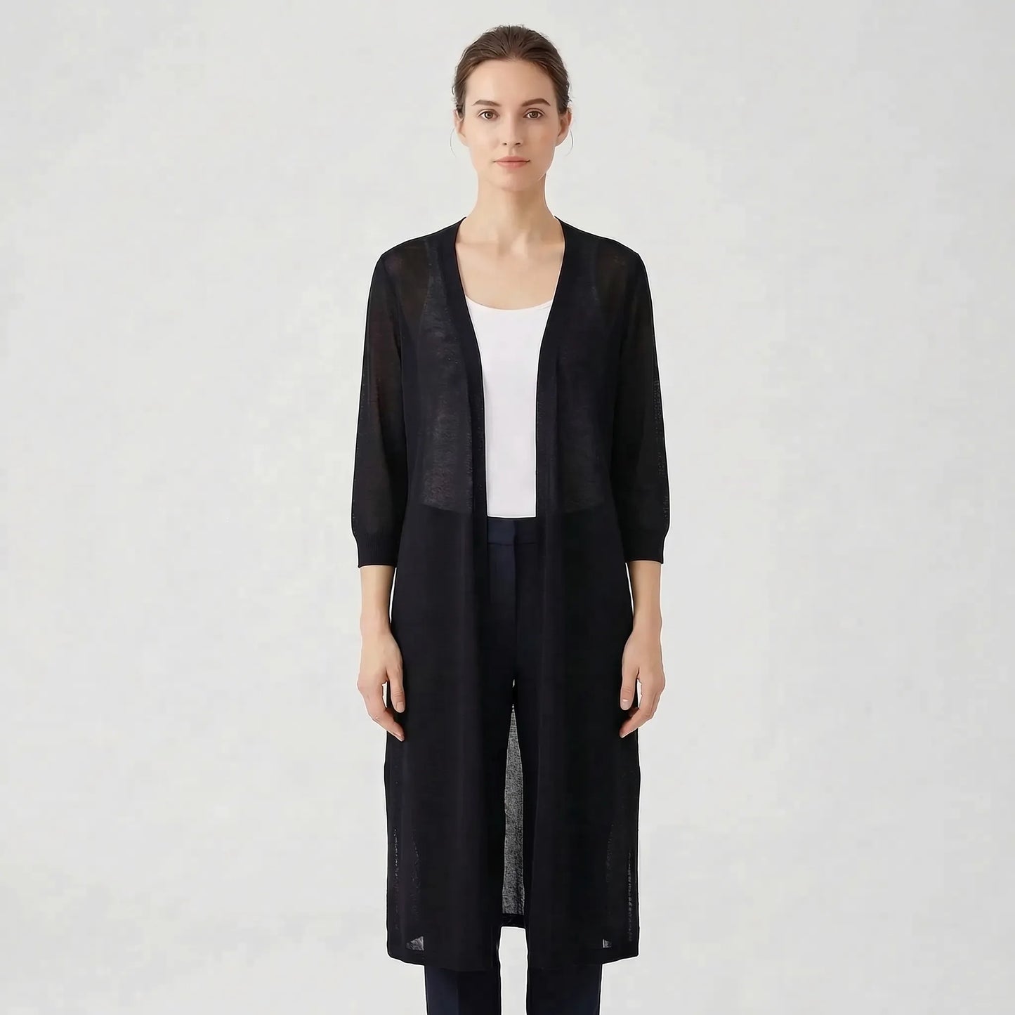 Lightweight Long Open-Front Cardigan - Cora - Image 4