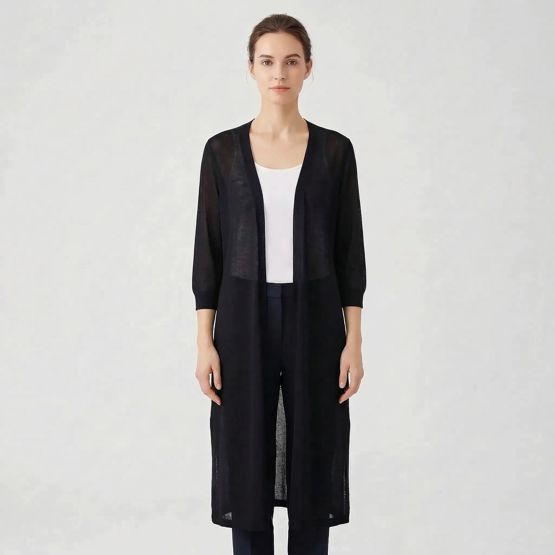 Lightweight Long Open-Front Cardigan - Cora - Image 4