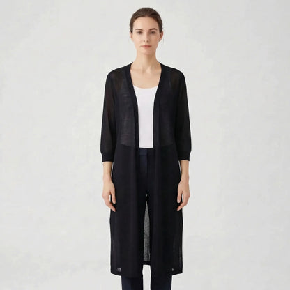 Lightweight Long Open-Front Cardigan - Cora - Image 4
