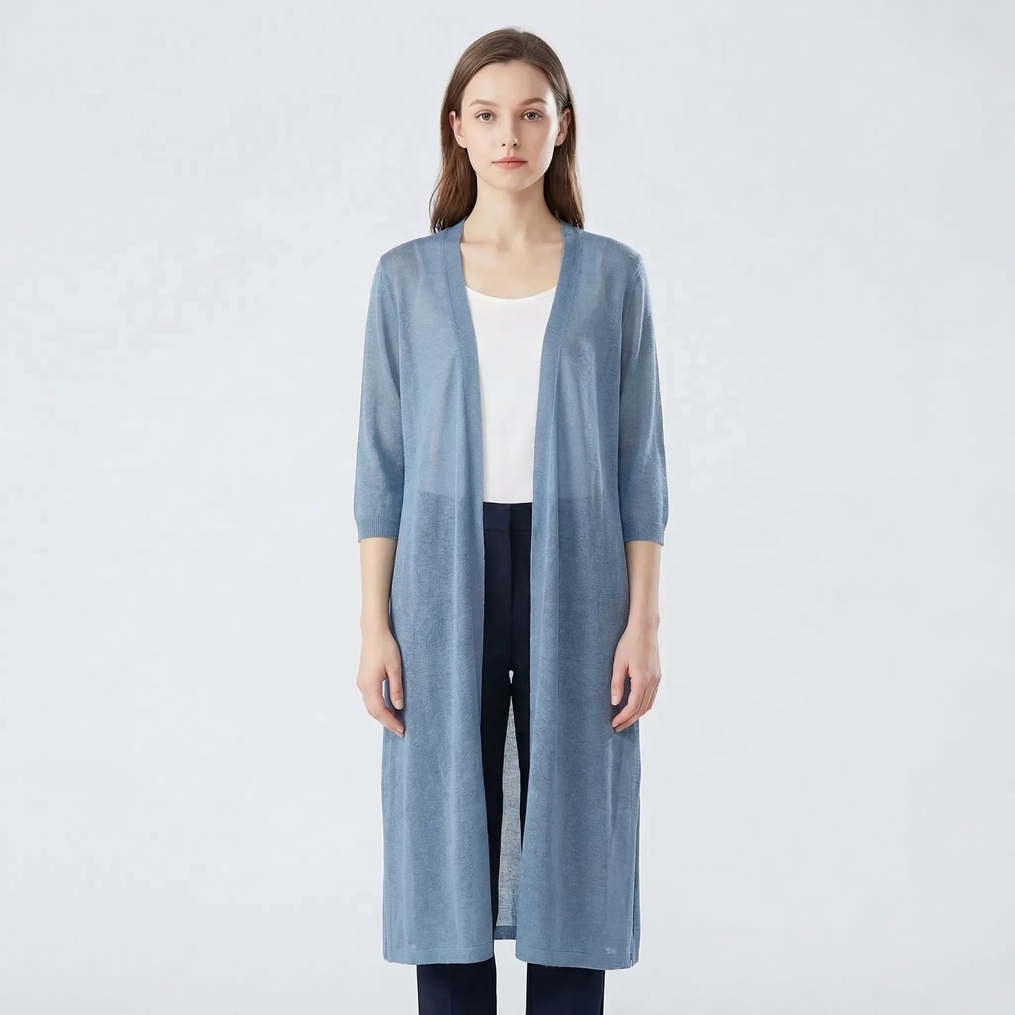 Lightweight Long Open-Front Cardigan - Cora - Image 5