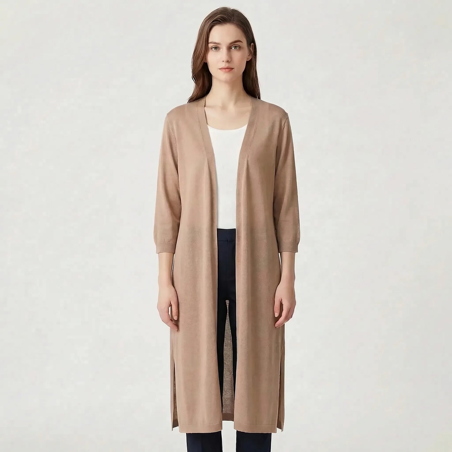 Lightweight Long Open-Front Cardigan - Cora - Image 6