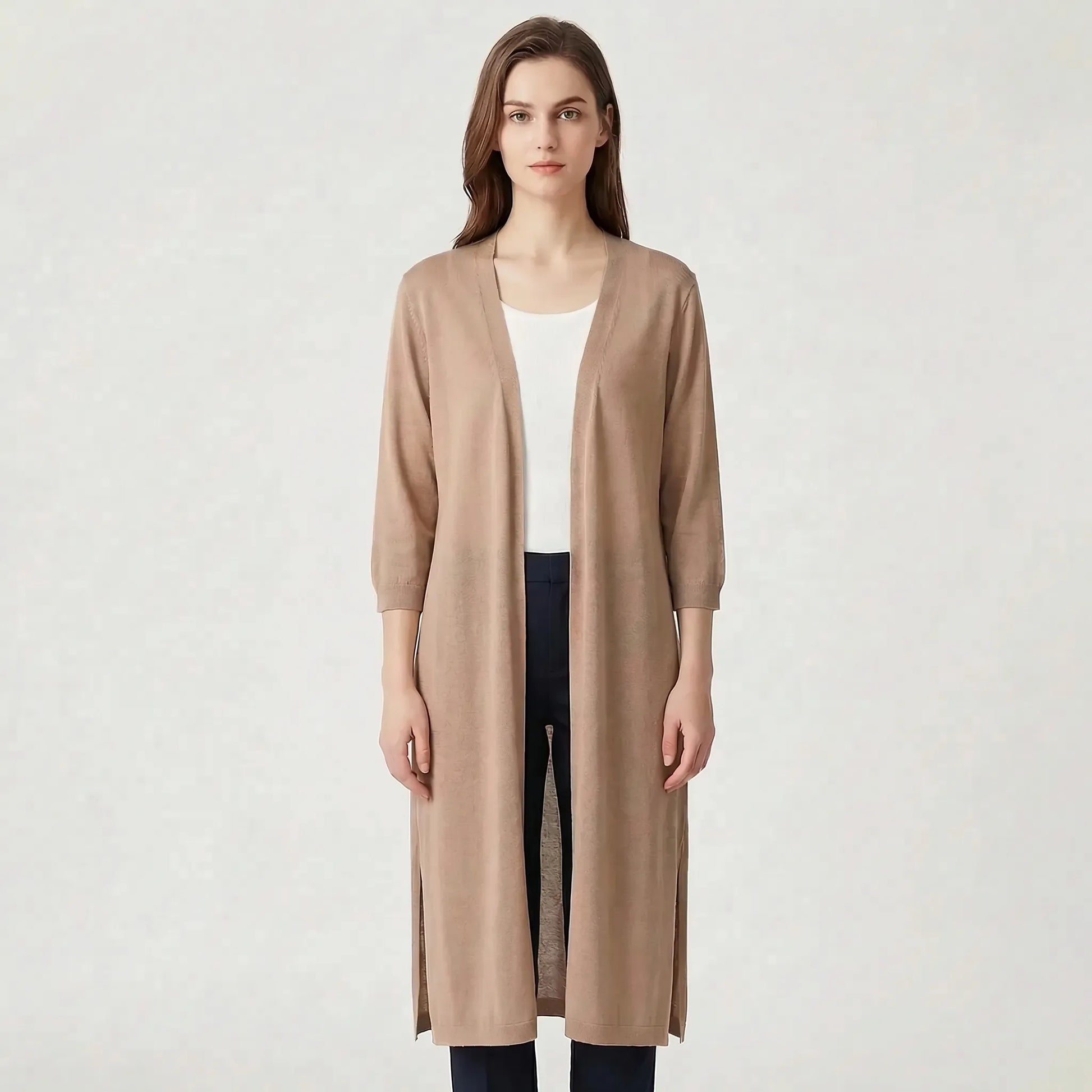 Lightweight Long Open-Front Cardigan - Cora - Image 6