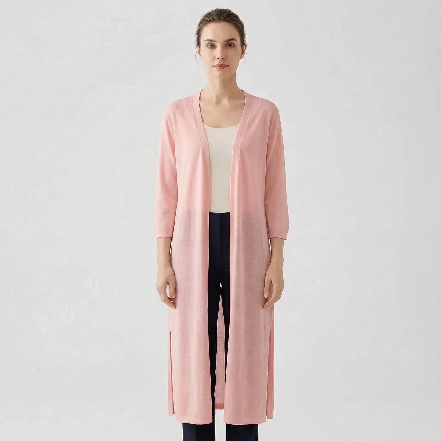 Lightweight Long Open-Front Cardigan - Cora - Image 8
