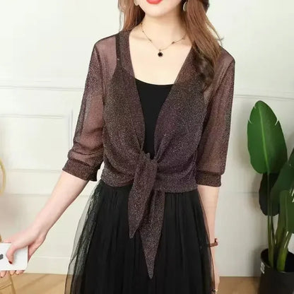 Lightweight Sparkly Shrug Cardigan - Kristi - Image 11