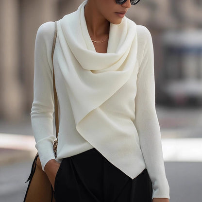 Long-Sleeve Knit Sweater With Wrap Detail - Ernestine - Image 1