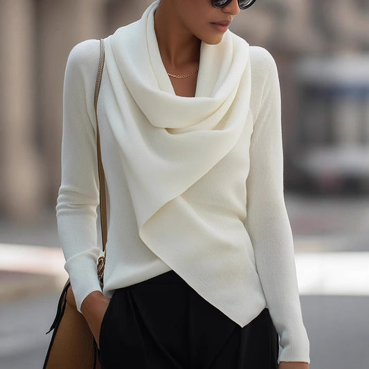 Long-Sleeve Knit Sweater With Wrap Detail - Ernestine - Image 1
