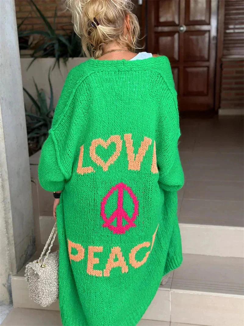 Long Oversized Bohemian Knit Cardigan - Faye - Image 9
