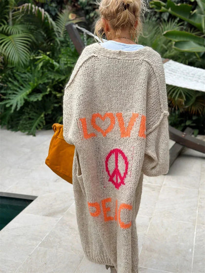 Long Oversized Bohemian Knit Cardigan - Faye - Image 10