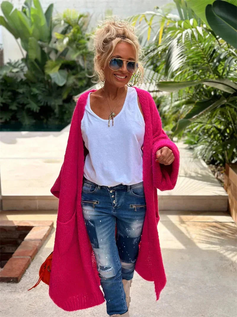 Long Oversized Bohemian Knit Cardigan - Faye - Image 2