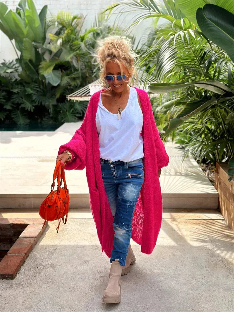 Long Oversized Bohemian Knit Cardigan - Faye - Image 3