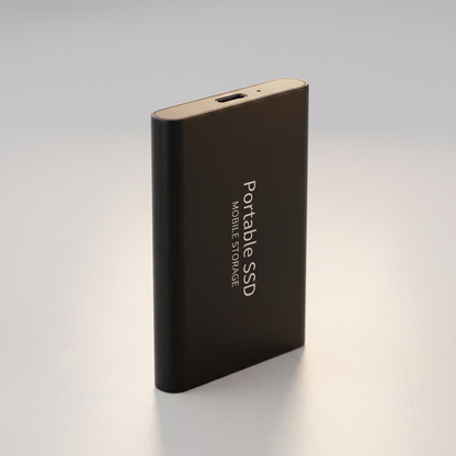 Portable SSD external drive angled