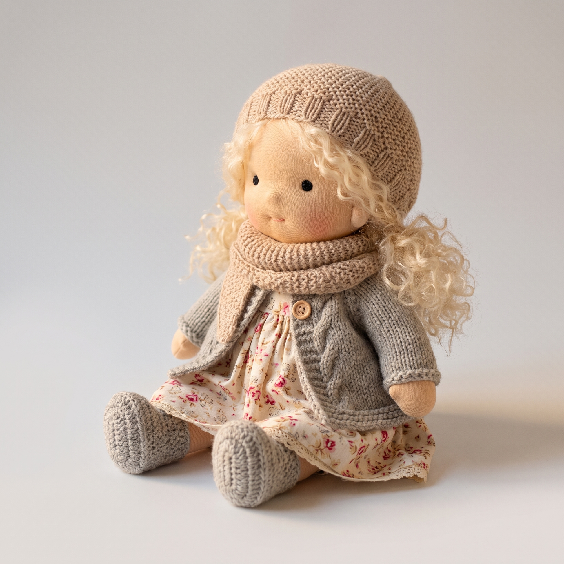 Soft baby doll plush angled