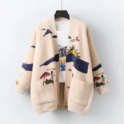 Knitted Cardigan with Playful Print and Button Closure - Nova - Image 5
