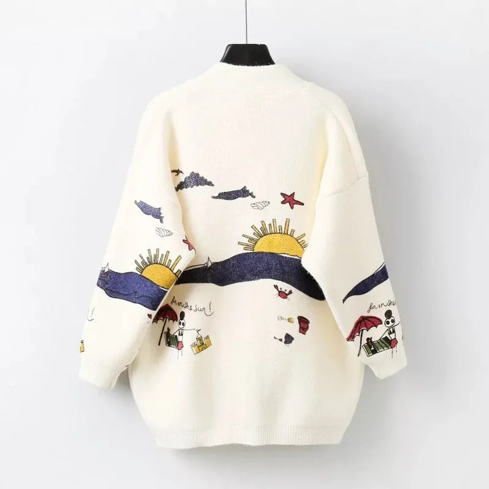 Knitted Cardigan with Playful Print and Button Closure - Nova - Image 7