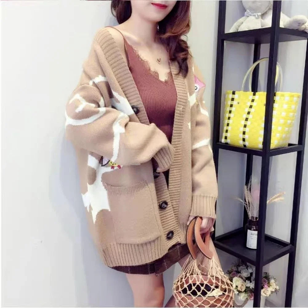 Knitted Cardigan with Playful Print and Button Closure - Nova - Image 4