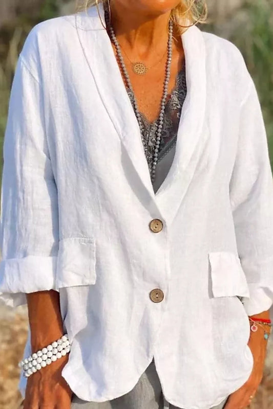 Light linen blazer for women with buttons – Clara - Image 1