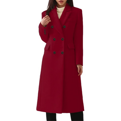 Long Wool Women's Coat with Double Collar - Elise - Image 4
