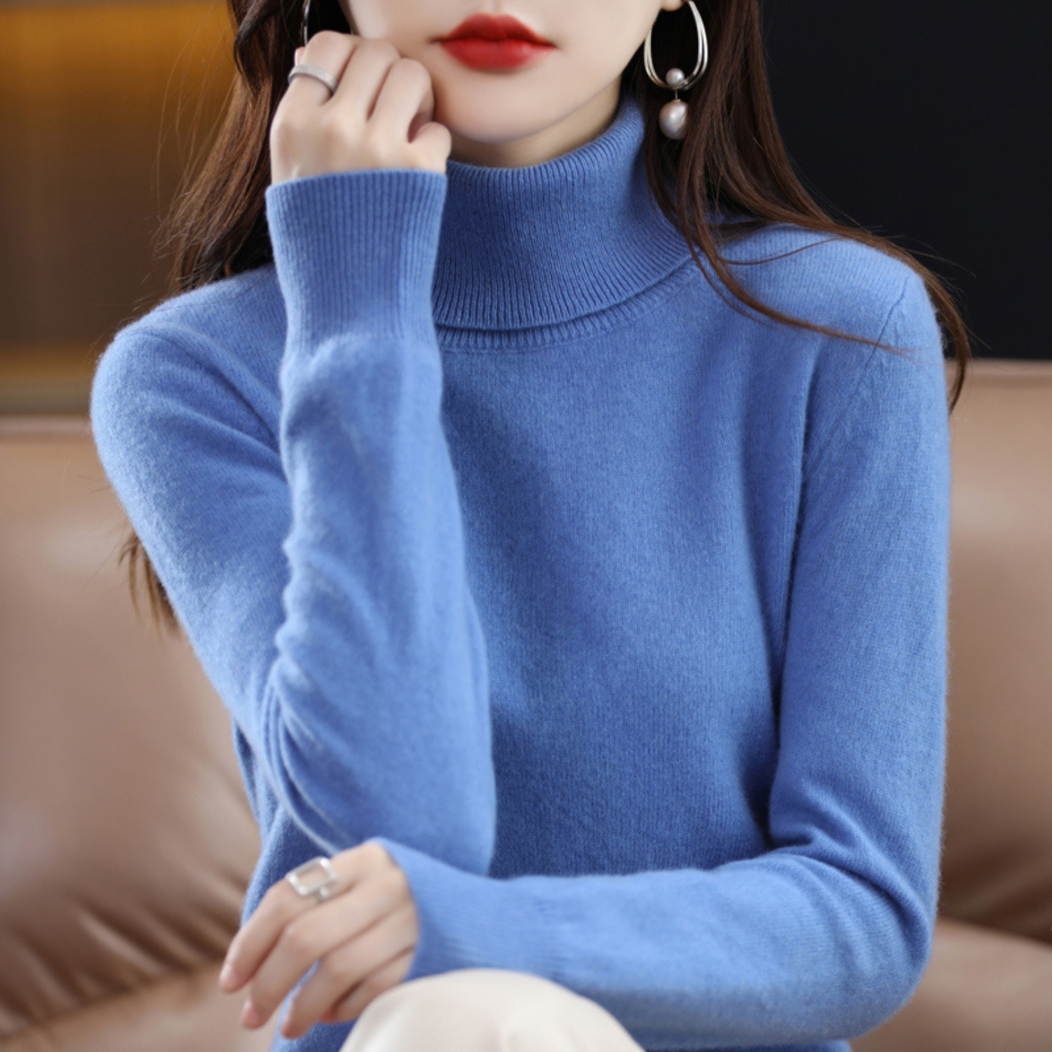 Luxury Cashmere Ladies Turtleneck - Elena - Image 2