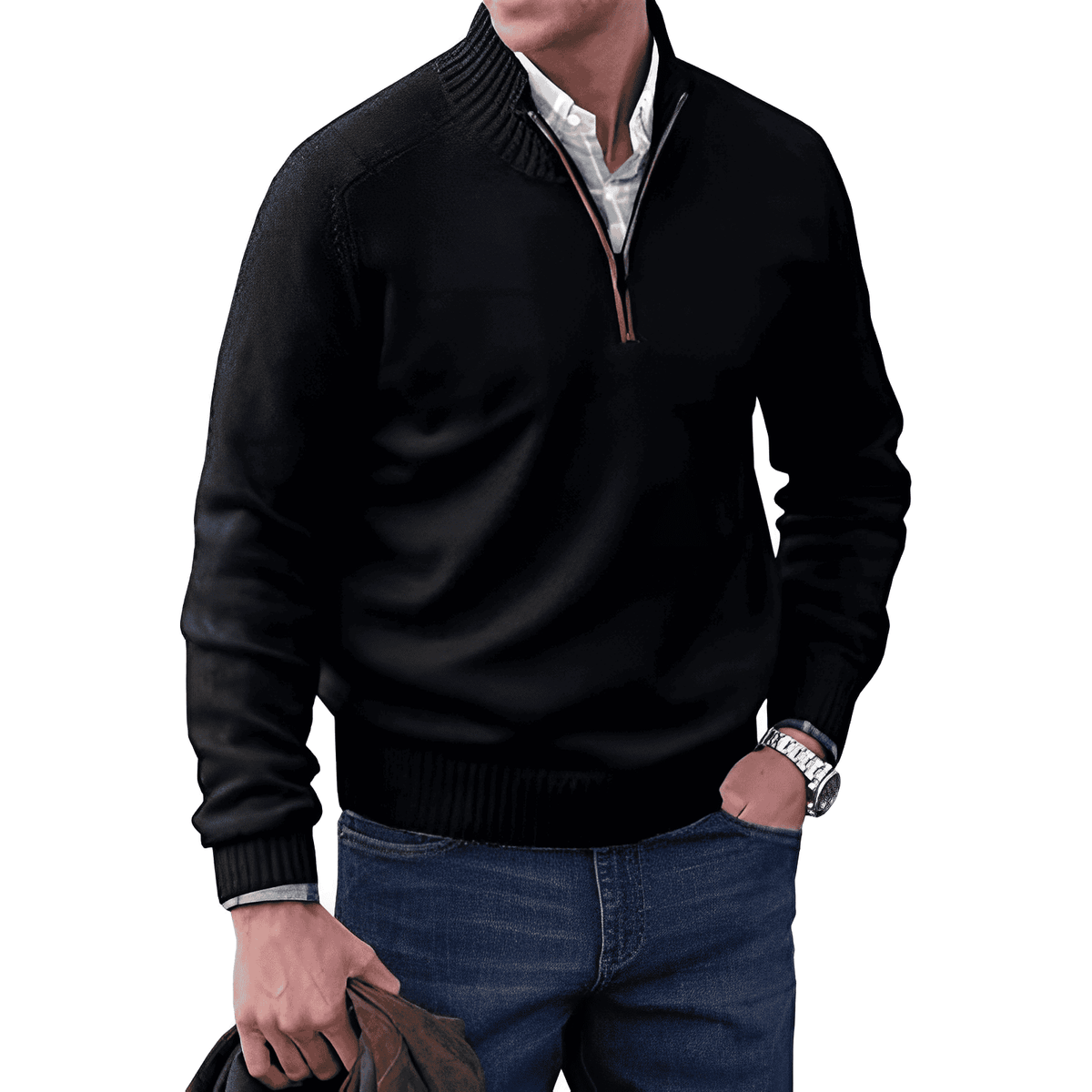 Luxury Cashmere Men's Sweater with Zip - Lucas - Image 12