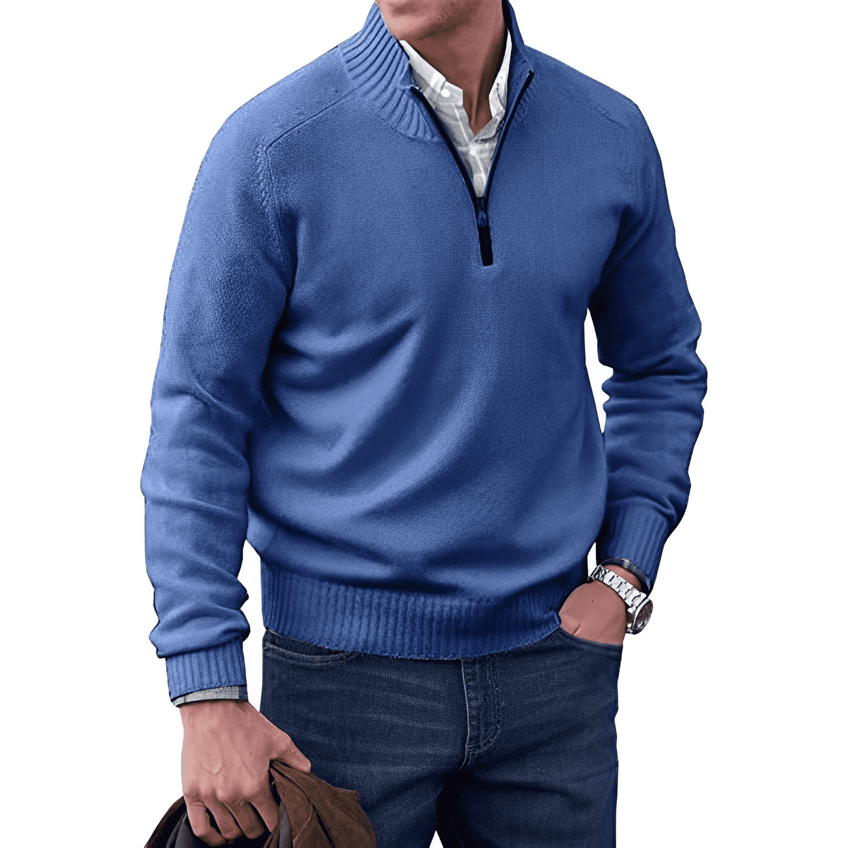 Luxury Cashmere Men's Sweater with Zip - Lucas - Image 5