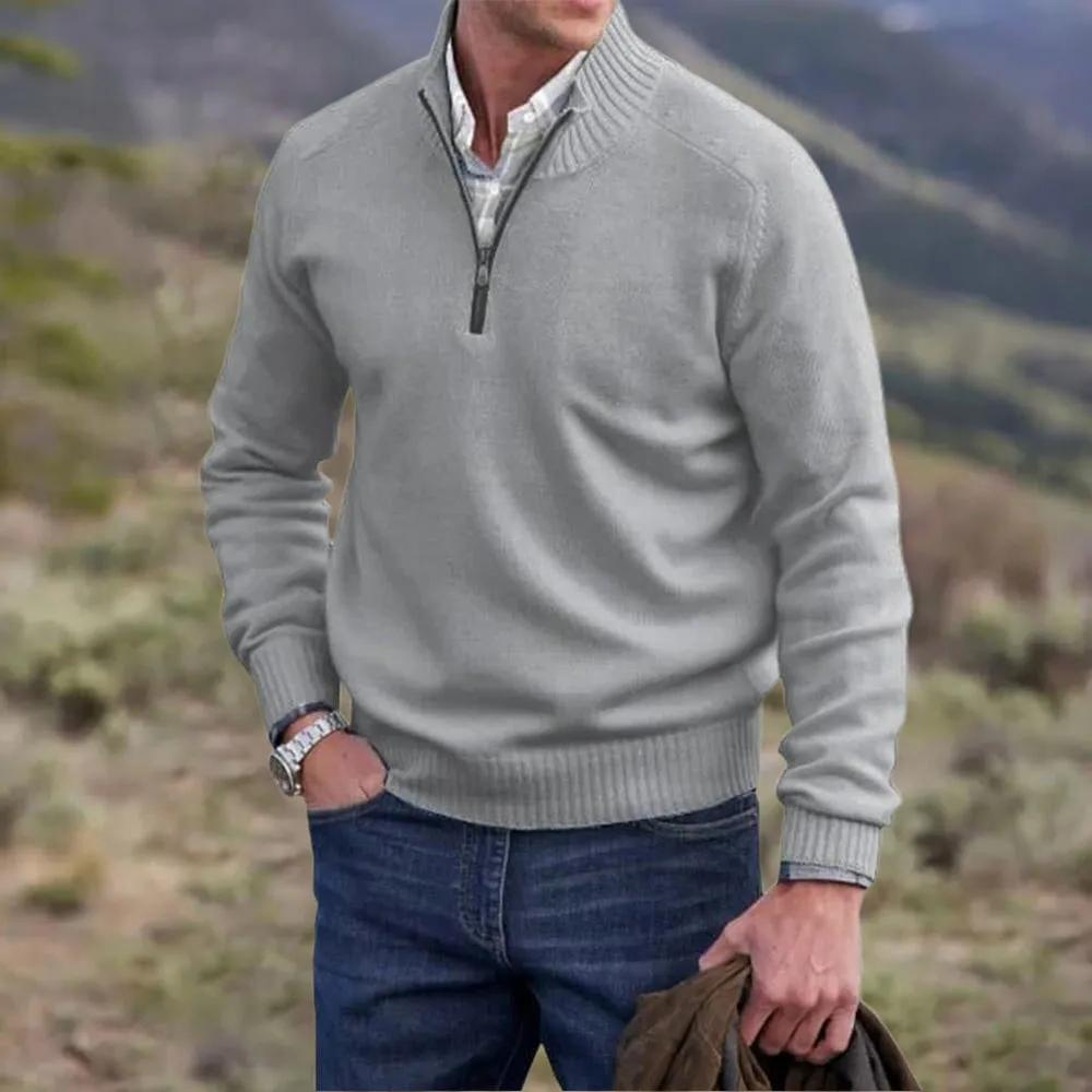Luxury Cashmere Men's Sweater with Zip - Lucas - Image 2