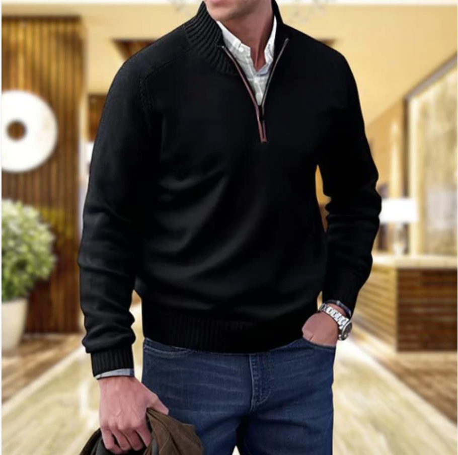 Luxury Cashmere Men's Sweater with Zip - Lucas - Image 3