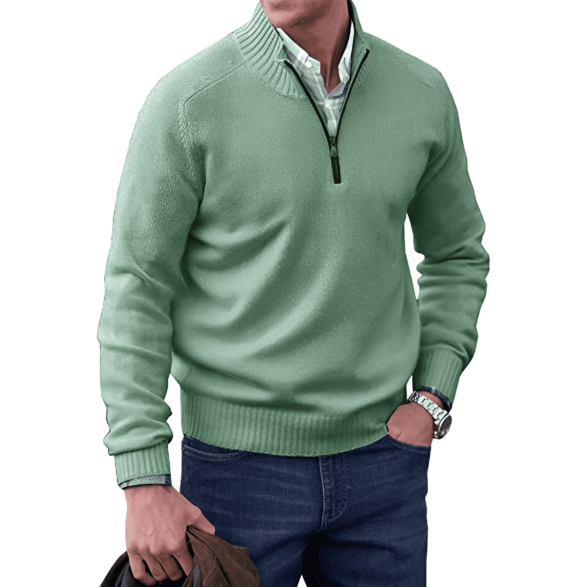 Luxury Cashmere Men's Sweater with Zip - Lucas - Image 9