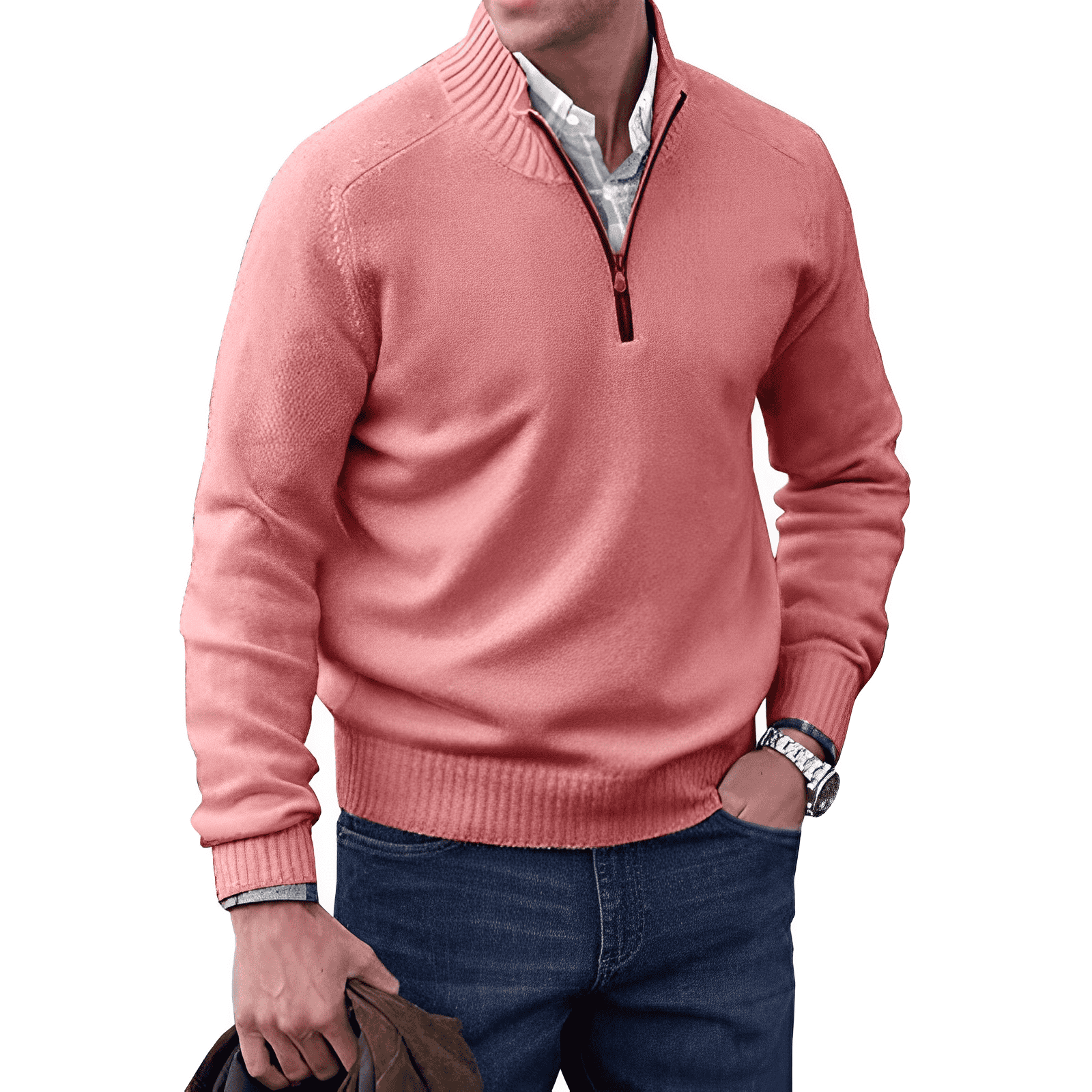 Luxury Cashmere Men's Sweater with Zip - Lucas - Image 11