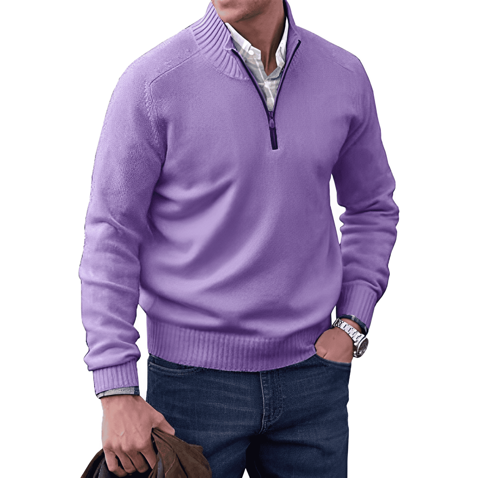 Luxury Cashmere Men's Sweater with Zip - Lucas - Image 8
