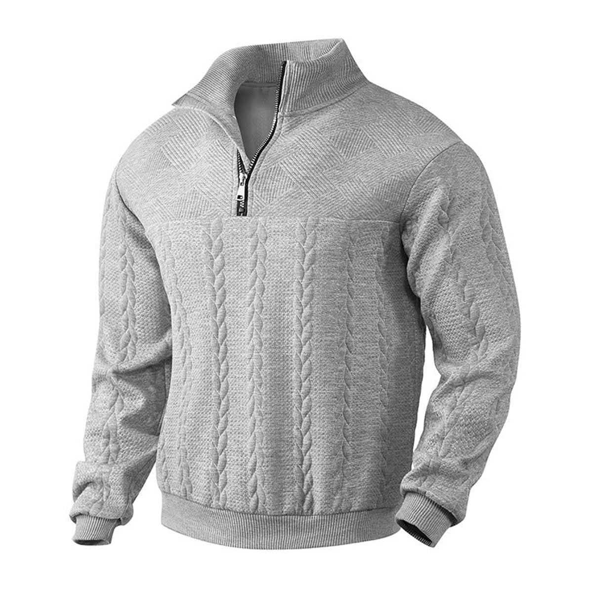 Men's Cable Knit Sweater Quarter-Zip Pullover - Image 1