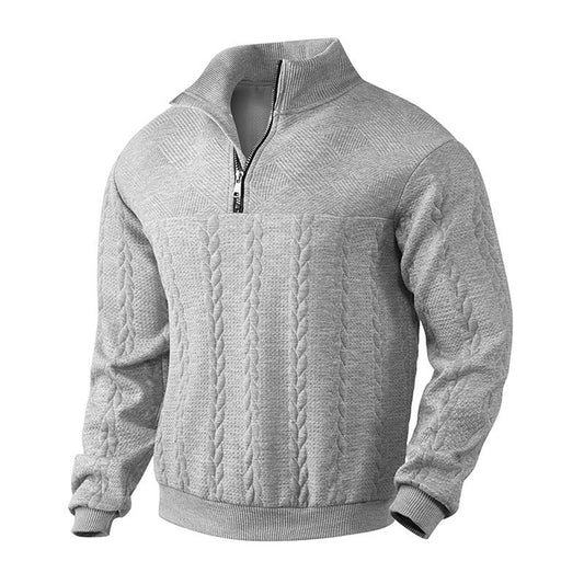 Men's Cable Knit Sweater Quarter-Zip Pullover - Image 1