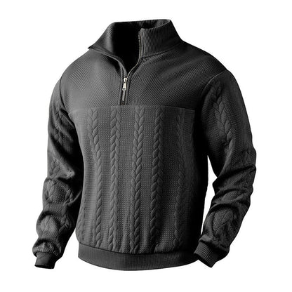 Men's Cable Knit Sweater Quarter-Zip Pullover - Image 10