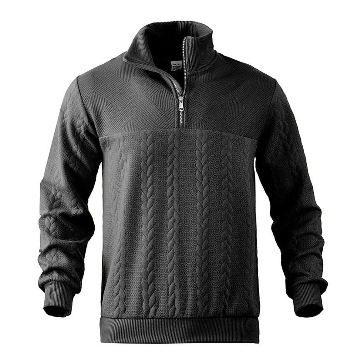 Men's Cable Knit Sweater Quarter-Zip Pullover - Image 11