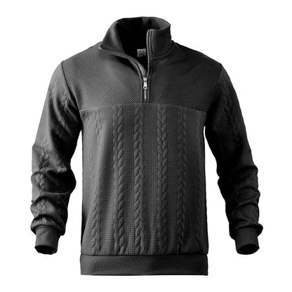 Men's Cable Knit Sweater Quarter-Zip Pullover - Image 11