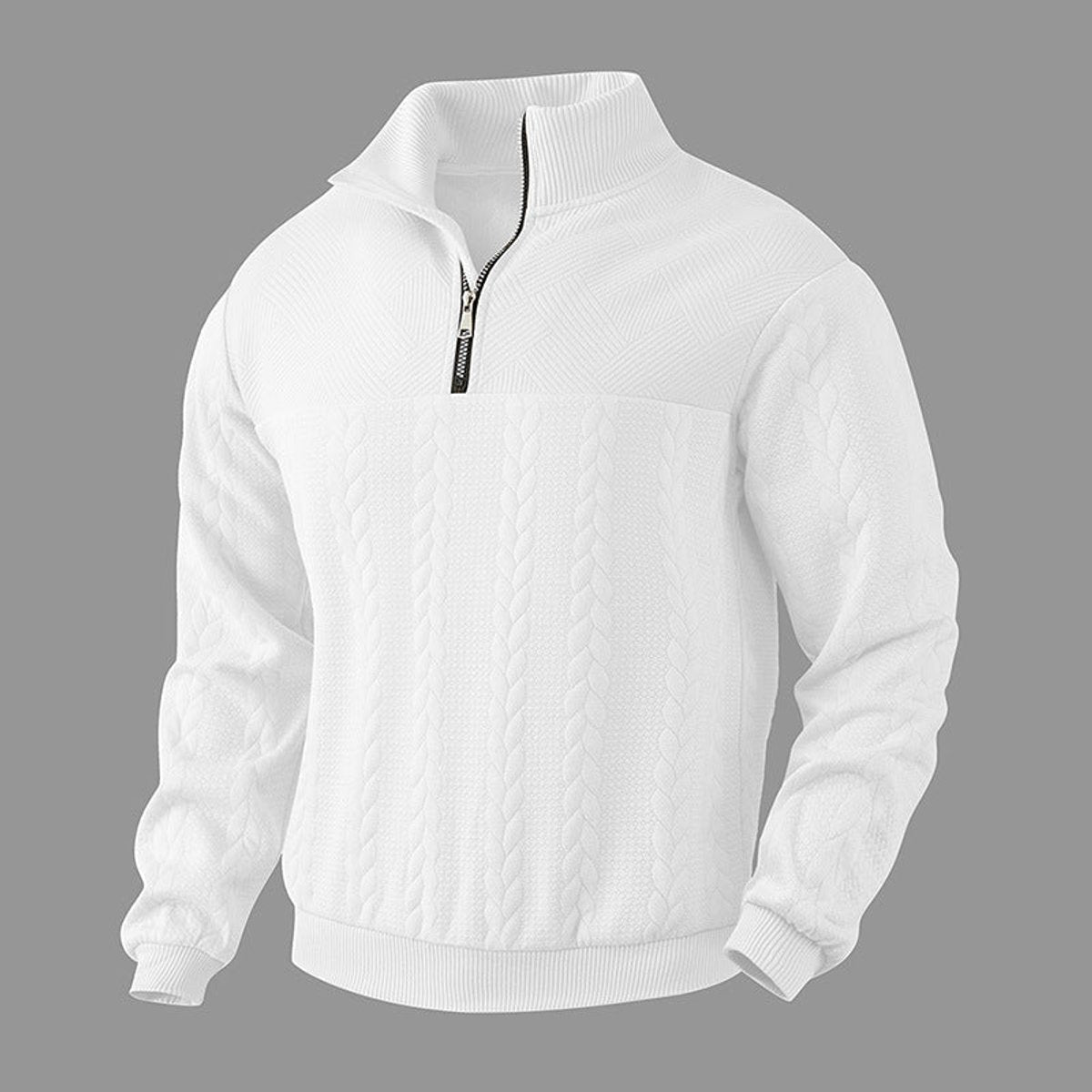 Men's Cable Knit Sweater Quarter-Zip Pullover - Image 13