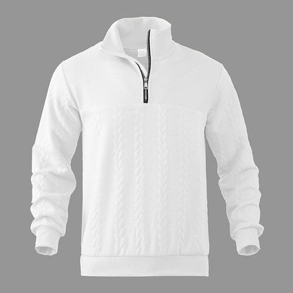 Men's Cable Knit Sweater Quarter-Zip Pullover - Image 14