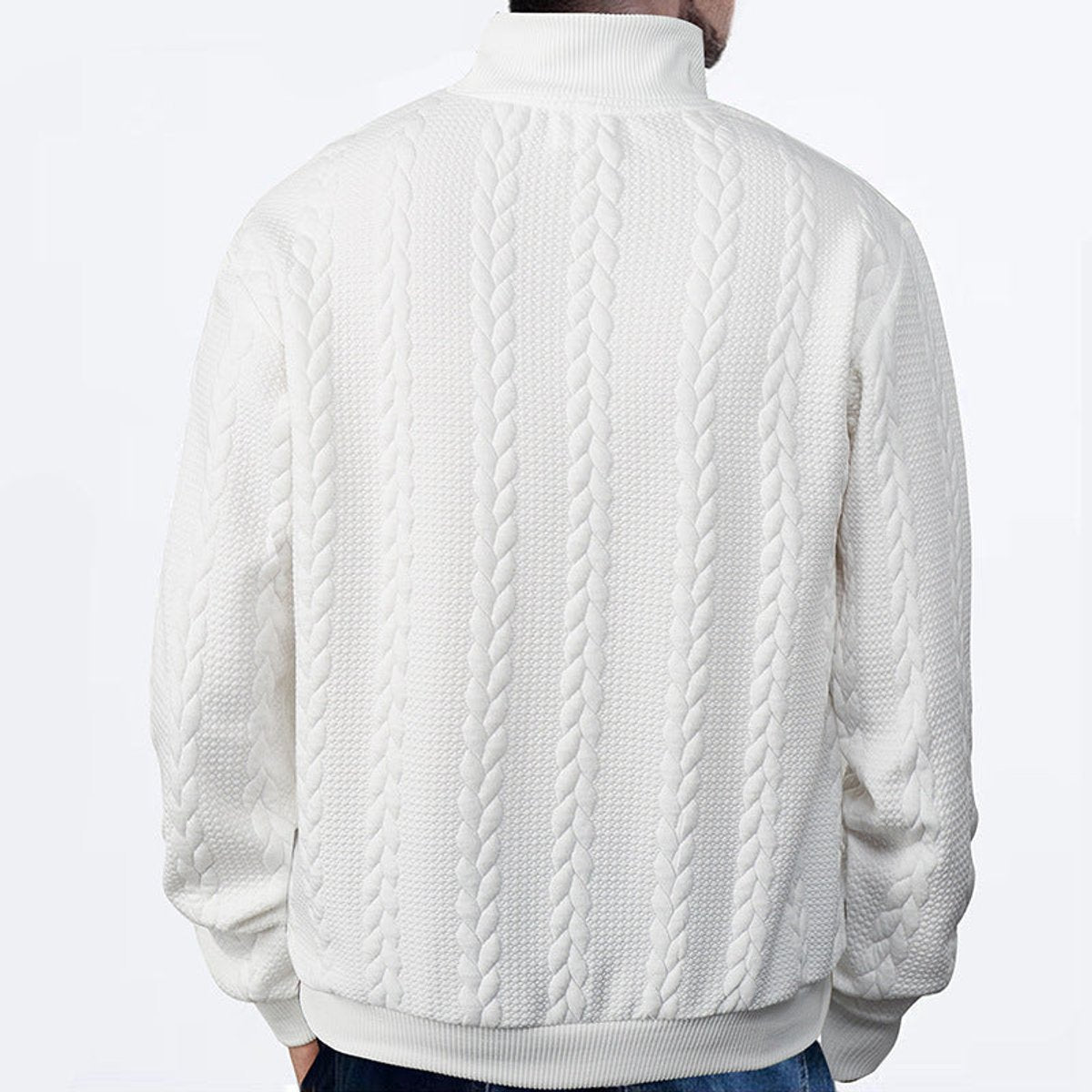 Men's Cable Knit Sweater Quarter-Zip Pullover - Image 16
