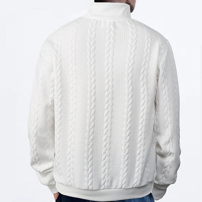 Men's Cable Knit Sweater Quarter-Zip Pullover - Image 16