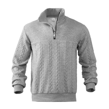 Men's Cable Knit Sweater Quarter-Zip Pullover - Image 2
